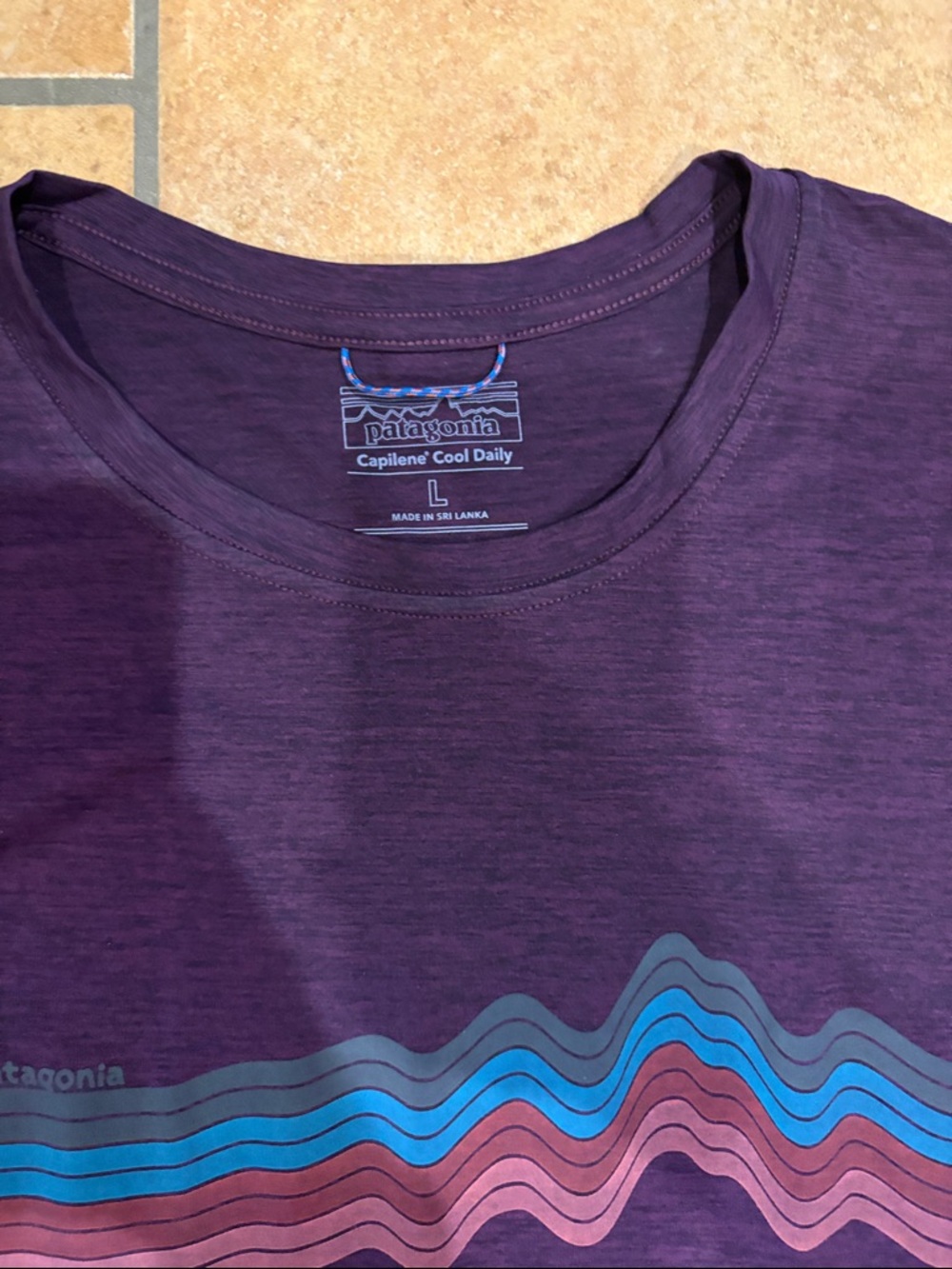Patagonia Women's Long-Sleeve Crew in Deep Plum with Teal and Coral Stripes - Picture 2 of 6